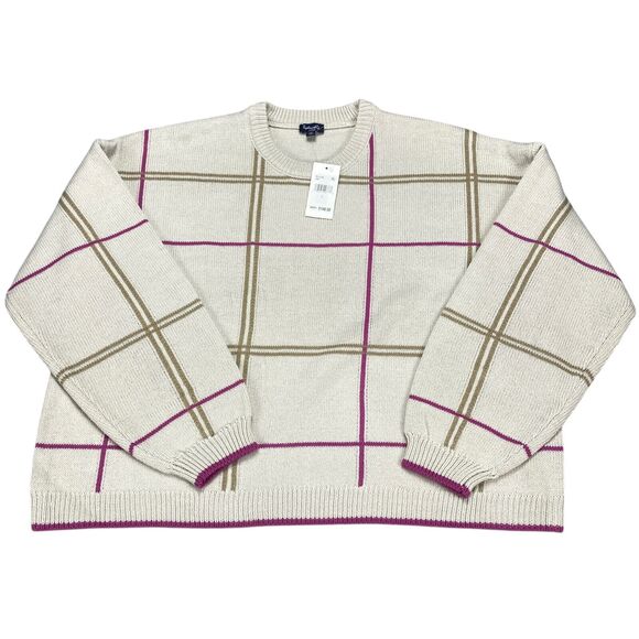 Splendid Womens Plaid Knit Crew Neck Sweater Top Size Large MSRP $148 - Picture 10 of 16